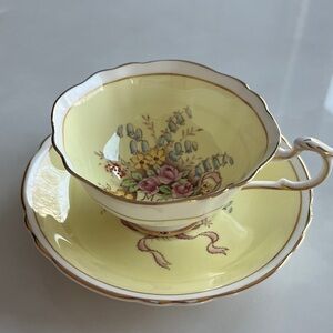PARAGON Double Warrant Tea Cup and Saucer, Roses, Blue Bells, “Mother.”